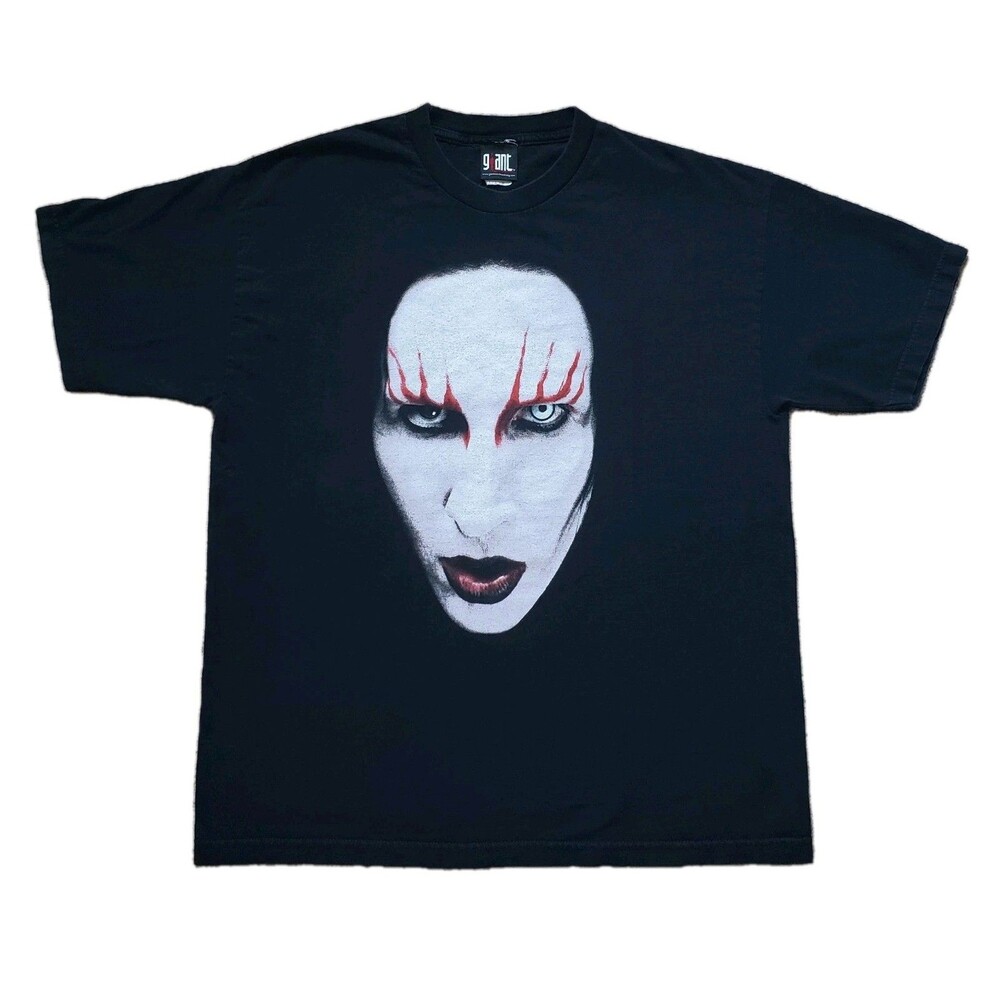 Vintage Y2K Giant Marilyn Manson XL Big Face Double Side T-Shirt 2000 Holy Wood
